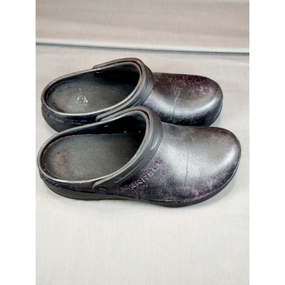 Merrell Encore Breeze 3 Black PURPLE FLORAL SWIRL Anti Slip Comfort Shoe M7/WM 9